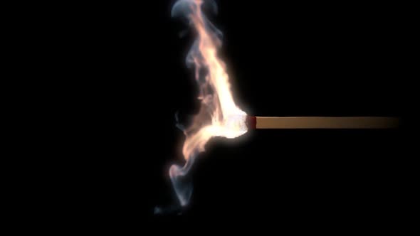 Close Up Of A Wooden Match Burning Fx