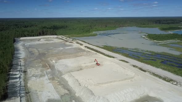 Big Sand Pit and Digger Between Fores and Lakes Upper View