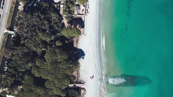 Fast Motion Overhead Aerial View of a Drone Flying Over Tyrrhenian Sea