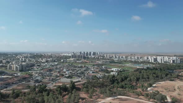 new neighborhood buildings with lake at southern district city at the state of israel named by netiv