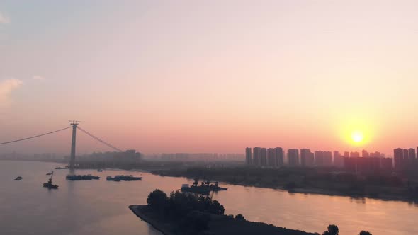 Sunrise of Yangtze River Bridge 