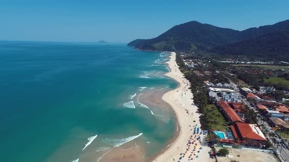 Brazilian north coast beach of Maresias Sao Sebastiao Brazil.