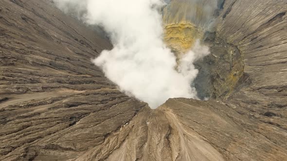 Active Volcano with a Crater. Gunung Bromo, Jawa, Indonesia