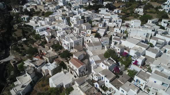 Village of Lefkes on the island of Paros in the Cyclades in Greece from the sky