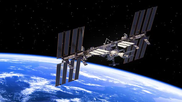 International Space Station Flying Above The Earth alt