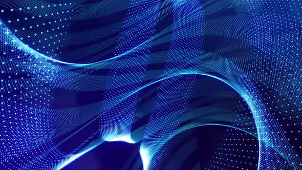 Blue High Tech Bg with Glow Particles Form Complex Spiral Structure