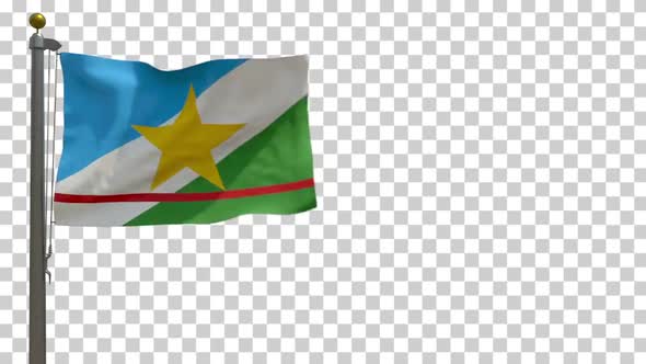 Roraima Flag (Brazil) on Flagpole with Alpha Channel - 4K