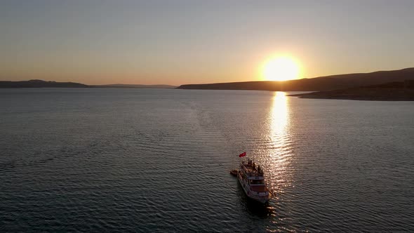 Sunset and Boat on the Sea