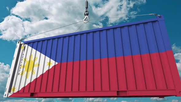 Cargo Container with Flag of Philippines alt