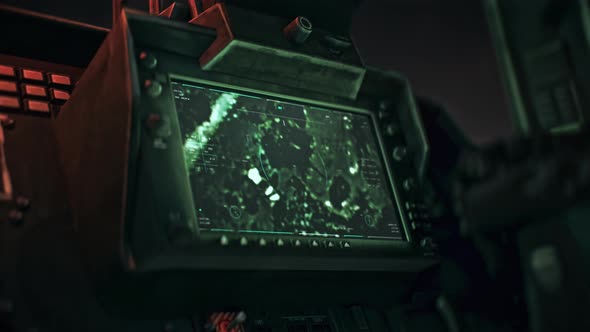 Helicopter night vision system attacks enemy truck with missile in war zone alt