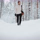 a Tourist Walks Along a Forest Path in a Winter Forest After a Snowfall - VideoHive Item for Sale