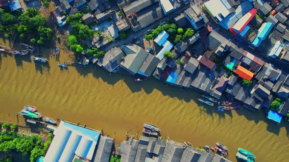 Aerial video of a drone flying over Pak Nam Chumphon