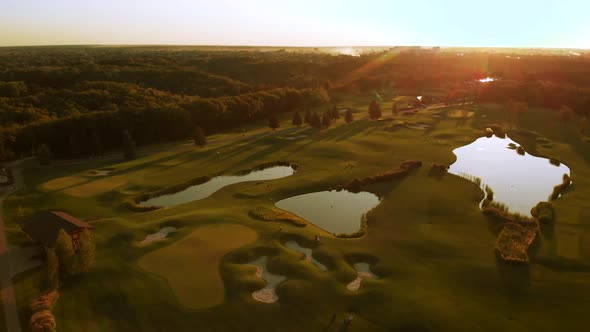 Huge Golf Field with Ponds