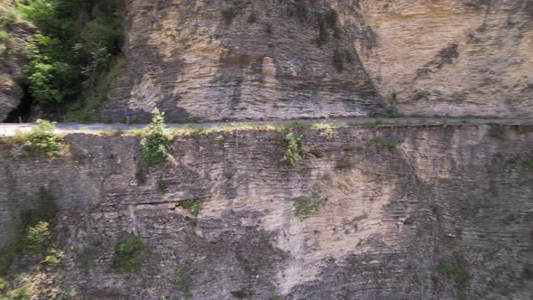 Aerial view of the old road D2205 in Clans in France