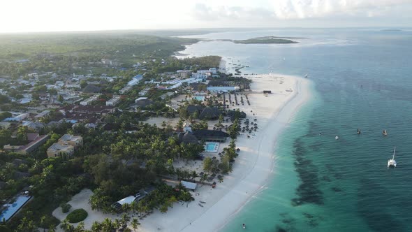 Aerial View of the Beach on Zanzibar Island Tanzania Slow Motion