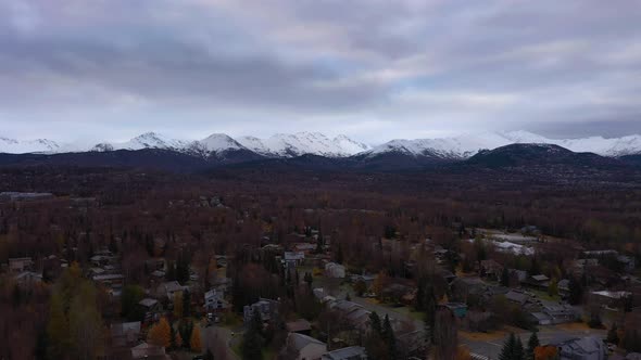 Anchorage City in Cloudy Autumn Morning