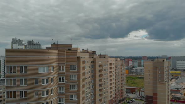 Top View of Modern City Buildings. Aerial Photography Using a Drone.