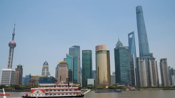 Financial Center Of Shanghai With Skyscrapers And The Oriental Pearl Tower