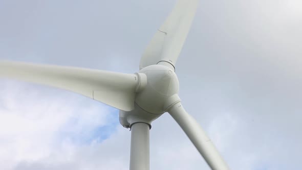 Close-up of wind turbine blades.  East Fresia, Lower Saxony. Germany. October 2020