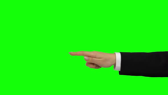 Hand in Black Jacket Pointing At, Chroma Key