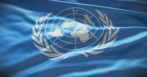 United Nations flag waving animation