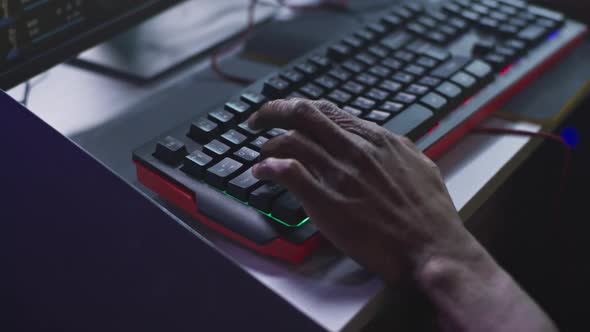 Unrecognizable Cyber Sportsman Using Computer Keyboard