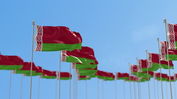 Belarus Row Of Flags 3D Animation