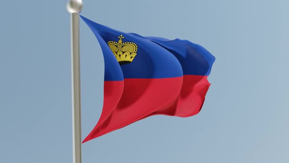 Liechtenstein flag on flagpole.