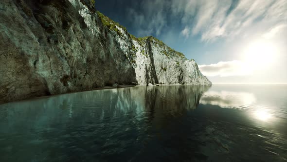 Panoramic View of Nice Rocky Huge Cliff and Sea