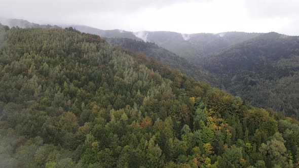 Nature of Ukraine: Carpathian Mountains Slow Motion. Aerial View