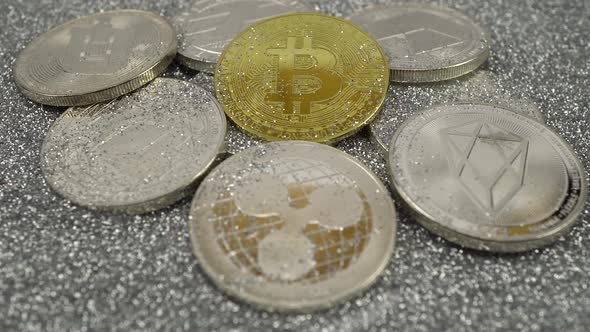 Cryptocurrencies Lie on Silver Sequins