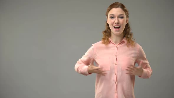 Lady Saying Happy Holidays in Sign Language, Teacher Showing Words in Asl Lesson