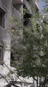 Vertical Video of a House Destroyed By the War in Ukraine