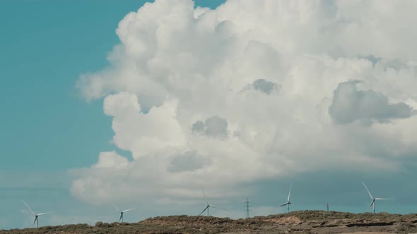 Landscape view of wind farm for green ecology energy production. Environmental business