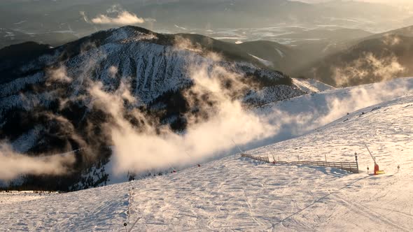 Sunset Above the Slovakia Ski Resort