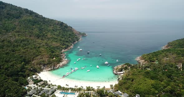 Green Palm Trees and Fields of Racha Island