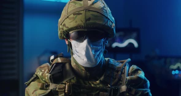 Soldier Wearing Face Mask