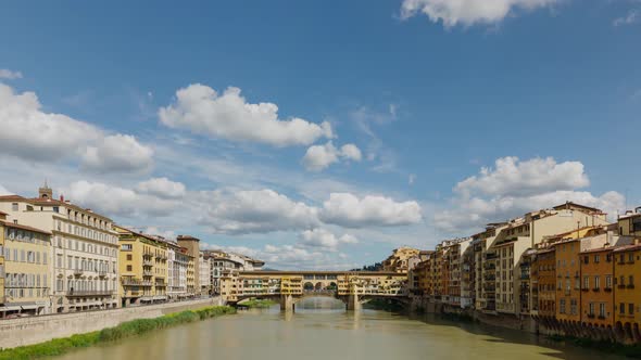 Time Lapse of the historic Ponte Vecchio bridge in Florence Italy