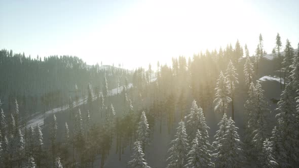 Colorful Winter Sunrise in the Mountains