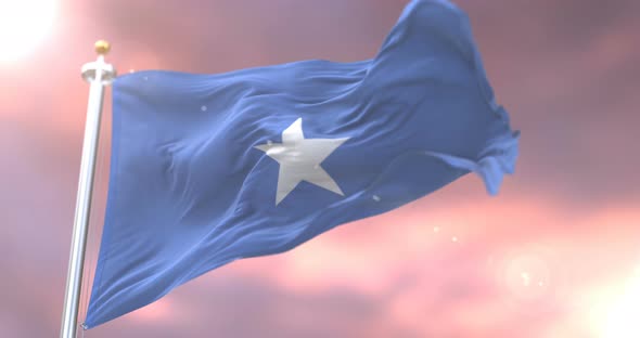 Flag of Somalia at Sunset