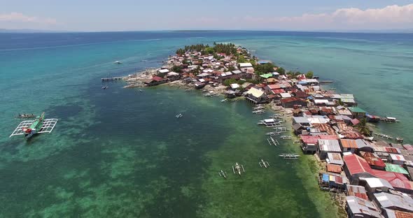 Flight Over the Island. Pandanon Island. Cebu. 03.2016. Aerial 