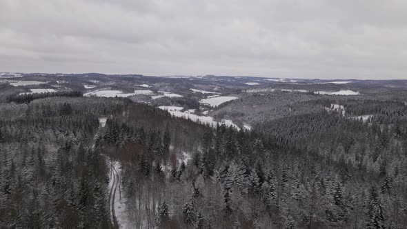 Breath taking landscapes of West Germany, Europe, covered in snow during the winter time. Wide angle