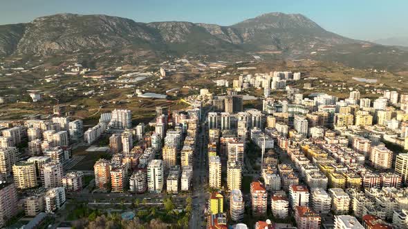 View of the city of Alanya aerial view 4 K