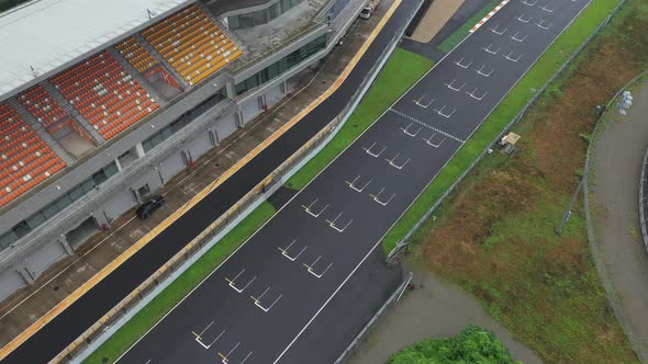 Aerial pan shot over the sport car circuits track in china