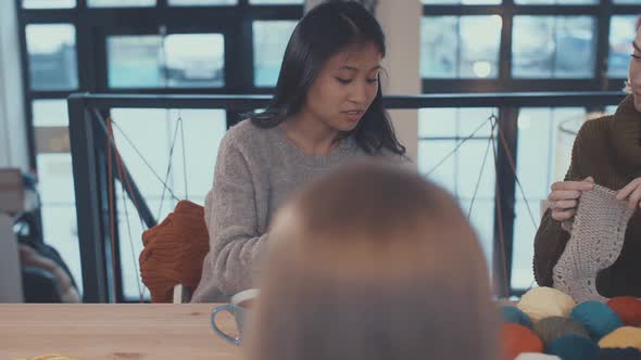 Young Girls In A Knitting