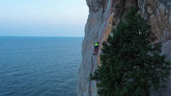 Woman Climber Rock Climbing