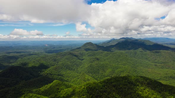 Aerial views, mountains and clouds,