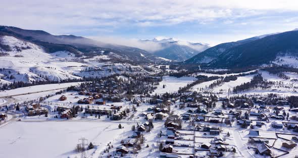 Dillon Colorado Rocky Mountains Winter Morning Snowy Town Hyperlapse