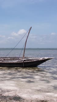 Tanzania  Vertical Video of Low Tide in the Ocean Near the Coast of Zanzibar Slow Motion