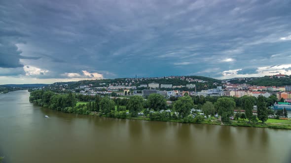 View of Prague Timelapse From the Observation Deck of Visegrad